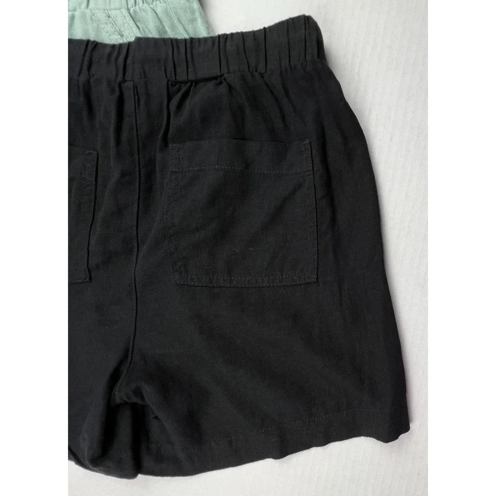 BRIGGS Womens Shorts BUNDLE 2 Pair M Black Mint Green Linen Blend Summer Casual